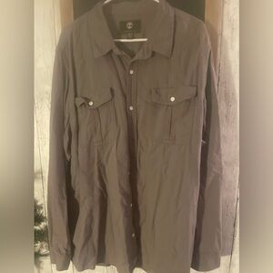 Timberland Mens Button-Down Shirt size XXL Brown Long Sleeve 100% Cotton Casual